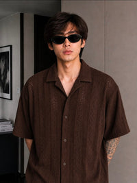 MAFIA® Cuban Collar Textured Open Knit Shirt