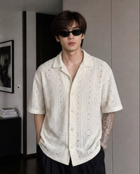 MAFIA® Ivory Geometric Crochet Shirt