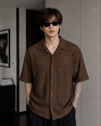 MAFIA® Ivory Geometric Crochet Shirt