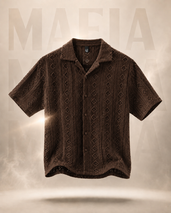 MAFIA® Ivory Geometric Crochet Shirt