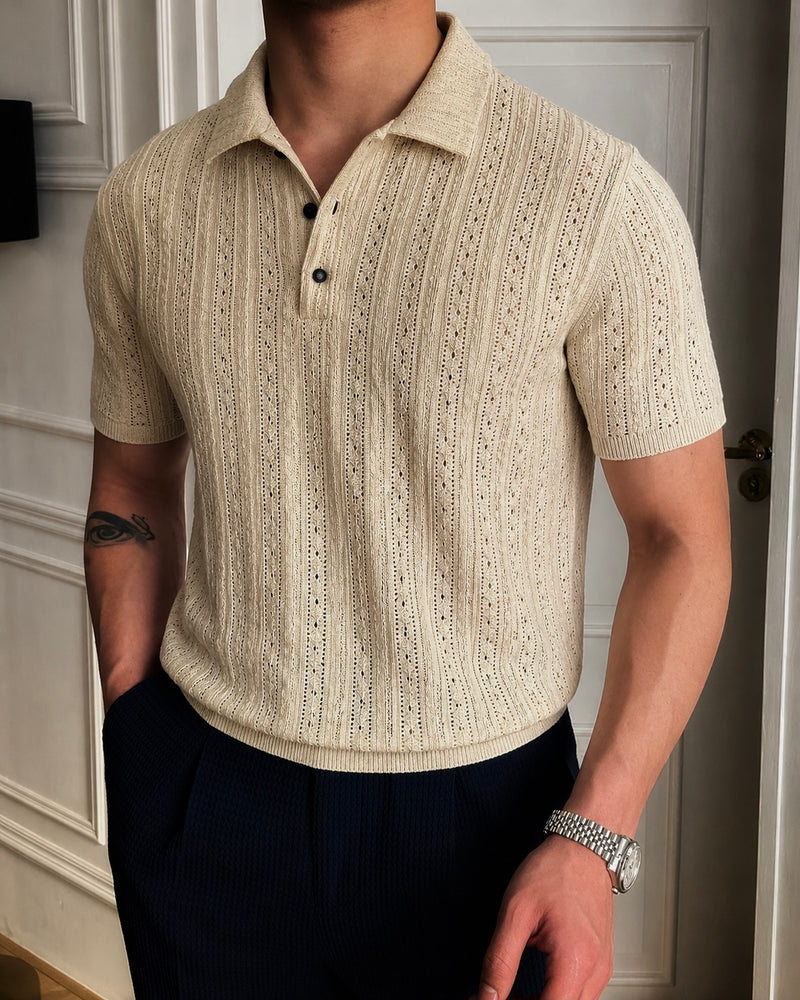 MAFIA® Vellum Pointelle Open Knit Polo