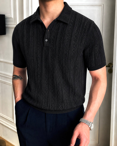 MAFIA® Vellum Pointelle Open Knit Polo