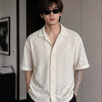 MAFIA® Ivory Geometric Crochet Shirt